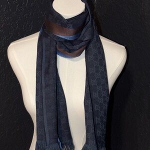 GUCCI Elegant Blue and Brown Men's Scarf